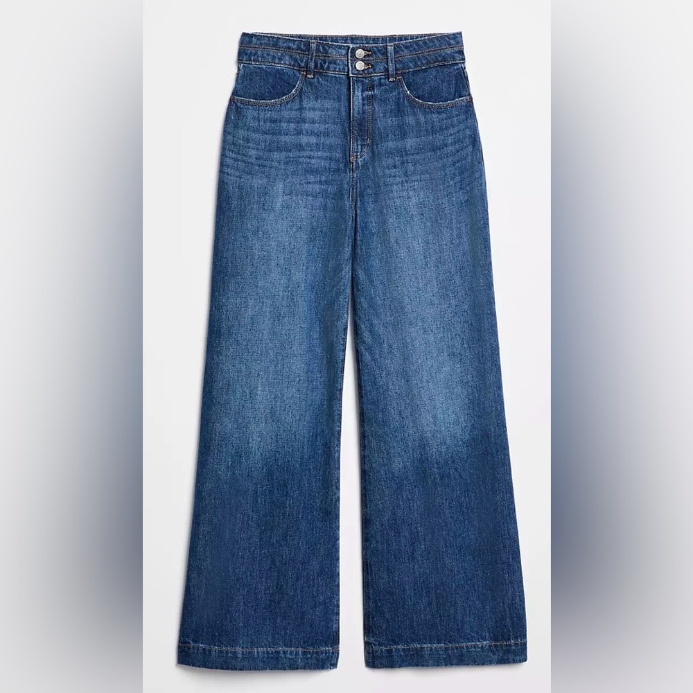 LOFT Palazzo Jeans in Classic Mid Wash Size 4